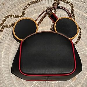 Coach Disney Mickey Mouse X Keith Haring Kisslockk Leather Cross Body Bag